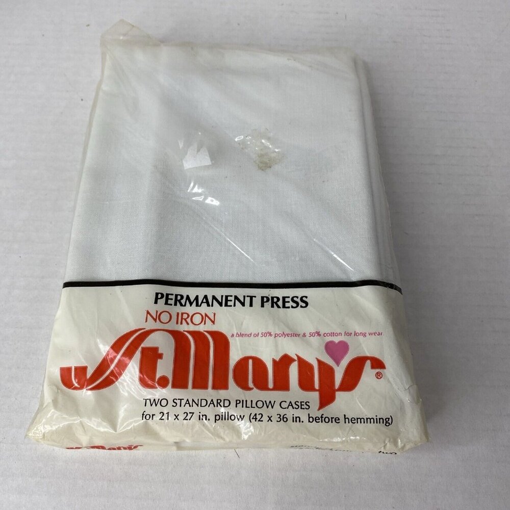 Vintage Pillowcase White Eyelet 21" X 30" Cotton Set of 2 Shabby Cottage USA